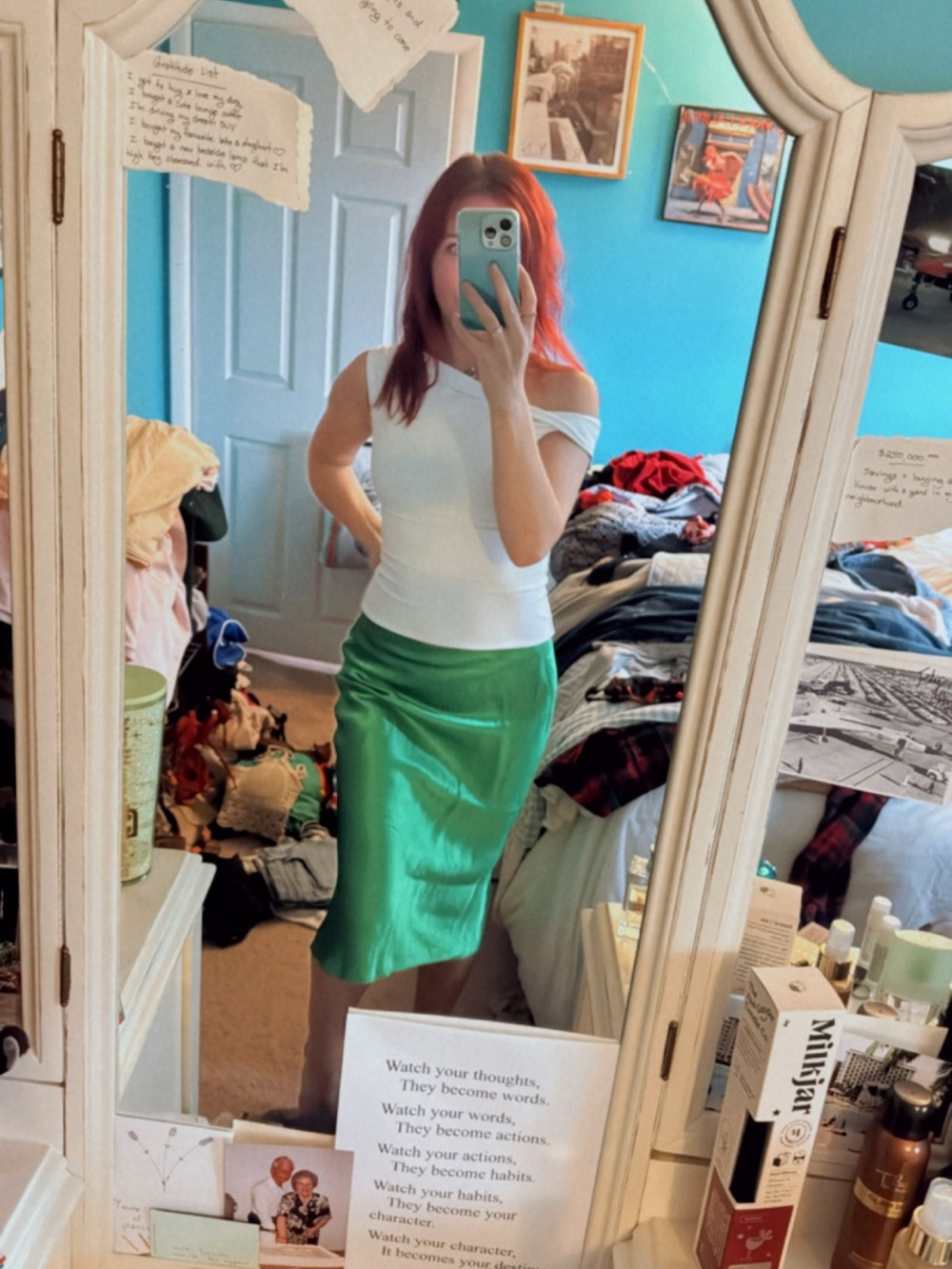 Babaton Slip Satin Midi Skirt